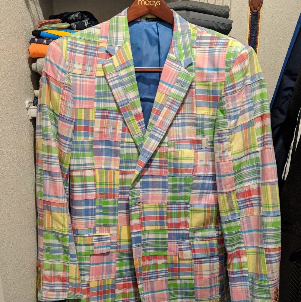 Pastel Madras Club Room Sport Coat Blazer 42L